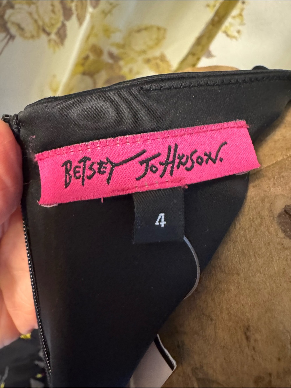 Betsey Johnson - Vintage Black Floral Lace Corset Dress in Pink & Lime - Picture 6 of 7